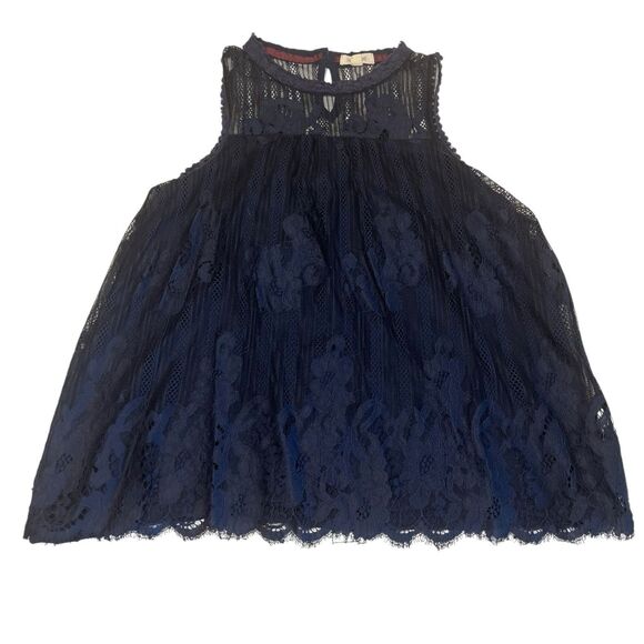 Taylor & Sage Lace Overlay Top XL Navy Boho Romantic Fall Layering - Picture 11 of 11